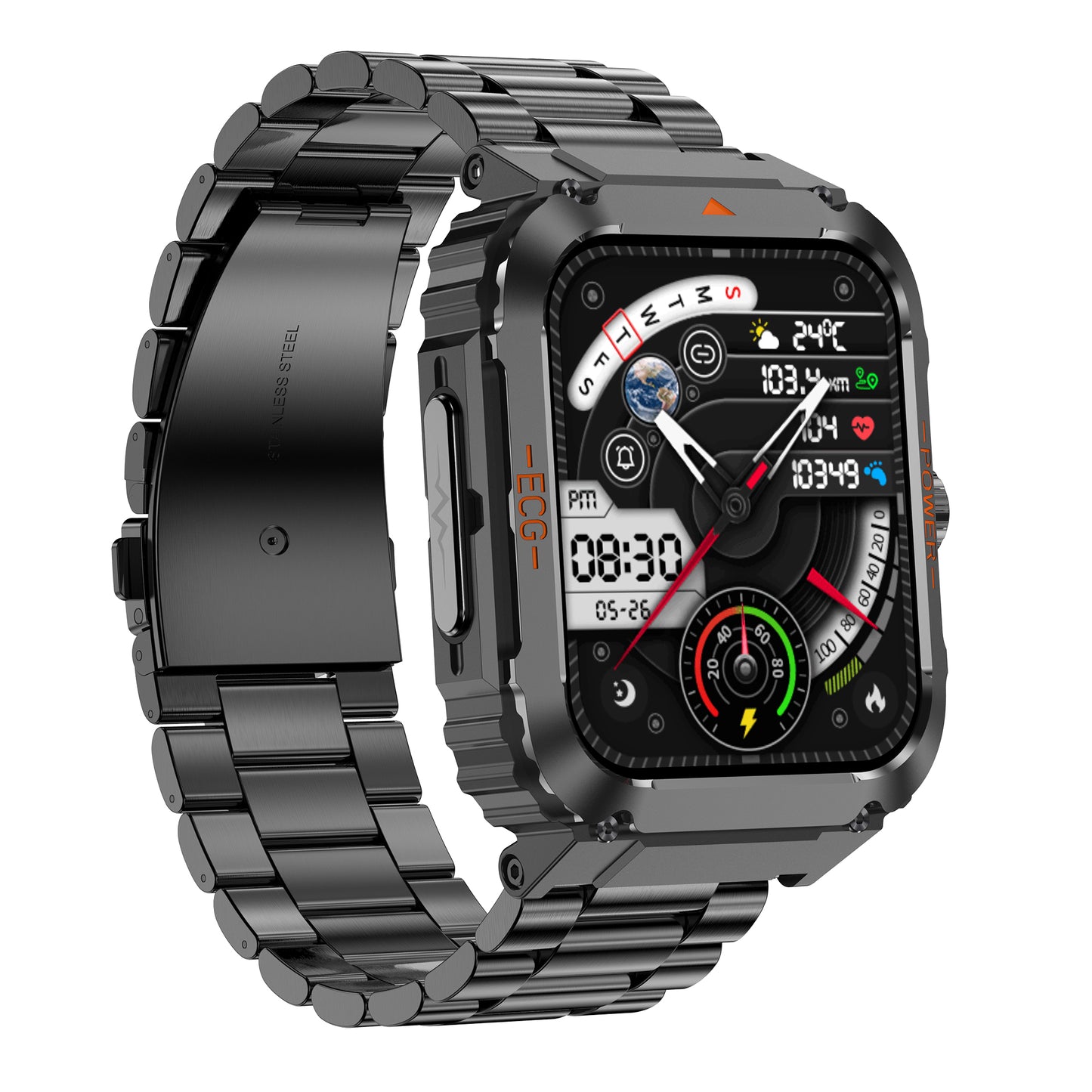 KealthTech K55 Outdoor Sports ECG Blood Glucose Blood Pressure 1.92 inch HD Retina Display Smart Watch