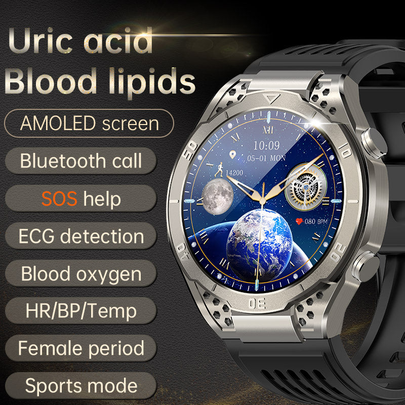KealthTech T01 Uric Acid Blood Lipids ECG Blood Sugar Bluetooth Call Voice Assistance SOS Distress