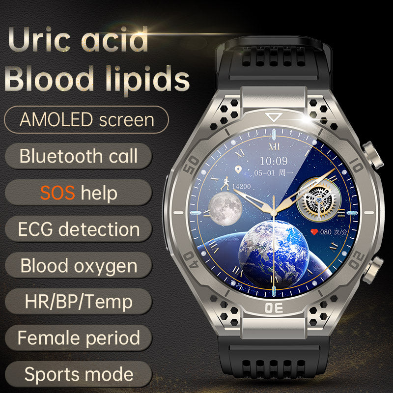 KealthTech T01 Uric Acid Blood Lipids ECG Blood Sugar Bluetooth Call Voice Assistance SOS Distress
