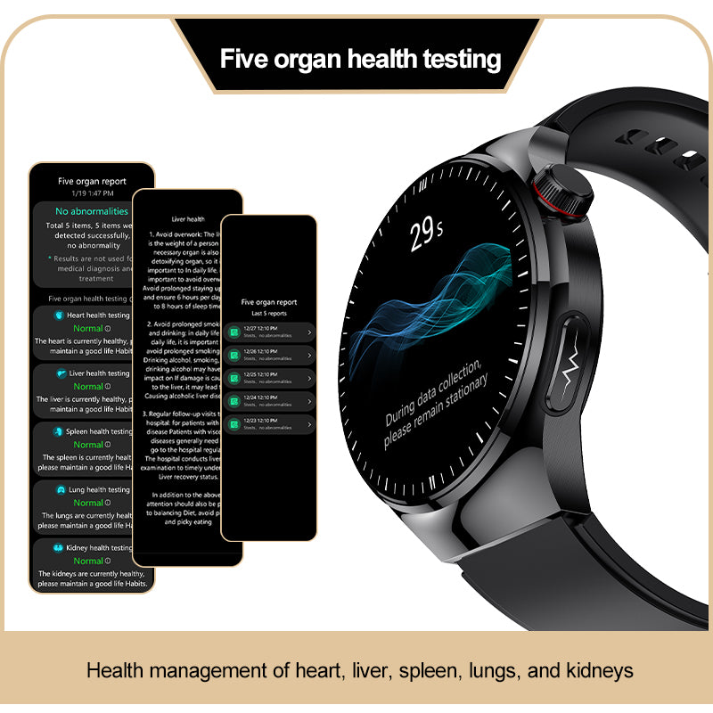KealthTech TK26 One click micro examination of Five Organ Health Monitoring Blood Glucose Blood Lipids Uric Acid Blood Pressure Blood Oxygen SOS Smart Watch