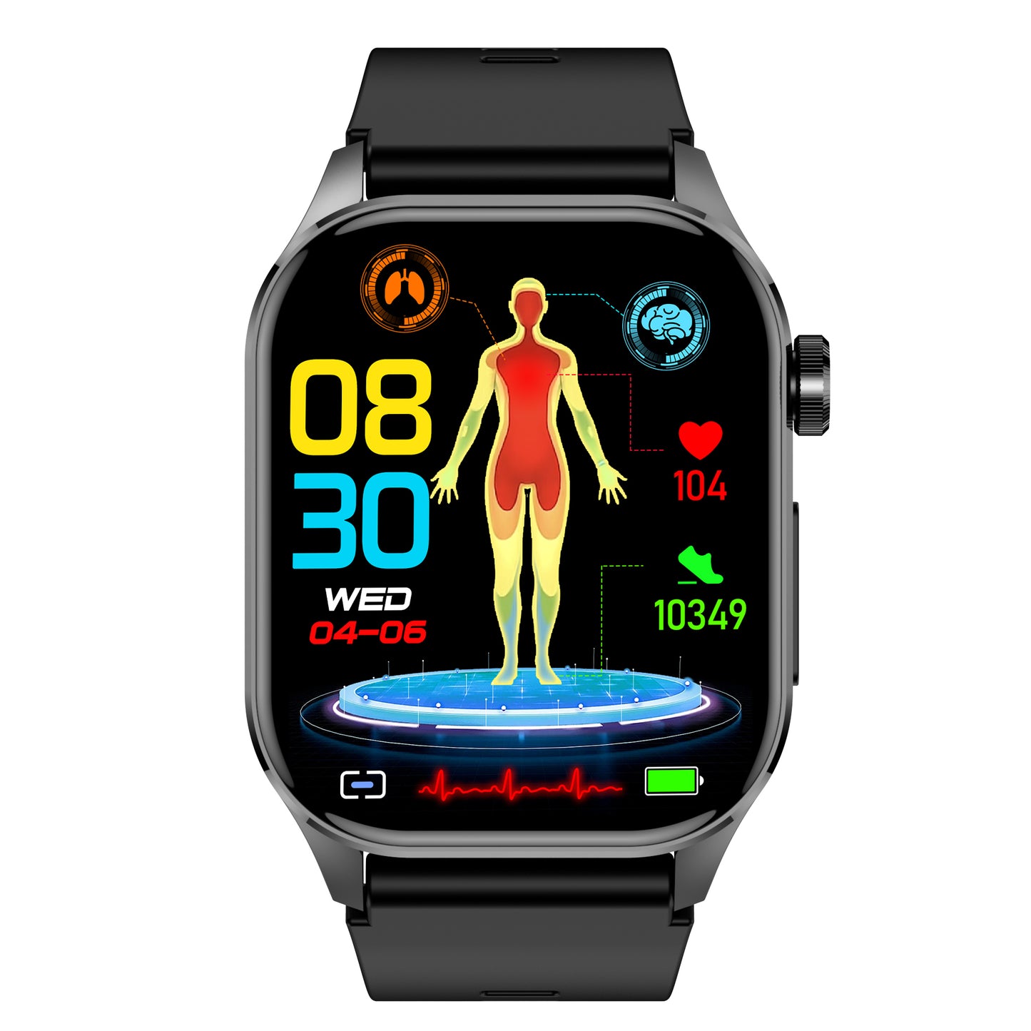 KealthTech K58 ECG Blood Glucose Body Composition 2.04 inch AMOLED Screen Health Management Watch