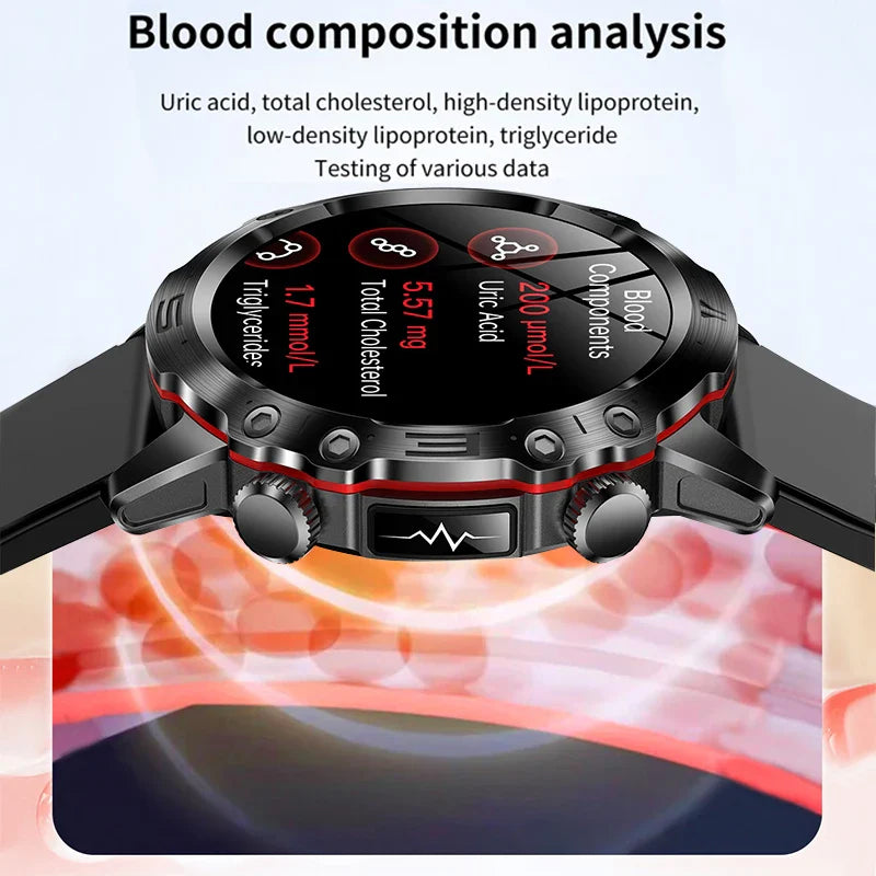 Kealthtech AI Medical Diagnostic Smart Watch-2024 New Blood Lipid Uric Acid Blood Sugar Watch-ECG+PPG Fitness Tracker
